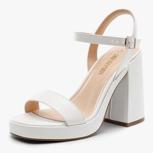 Dream Pairs Open Toe Platform Heels (White)